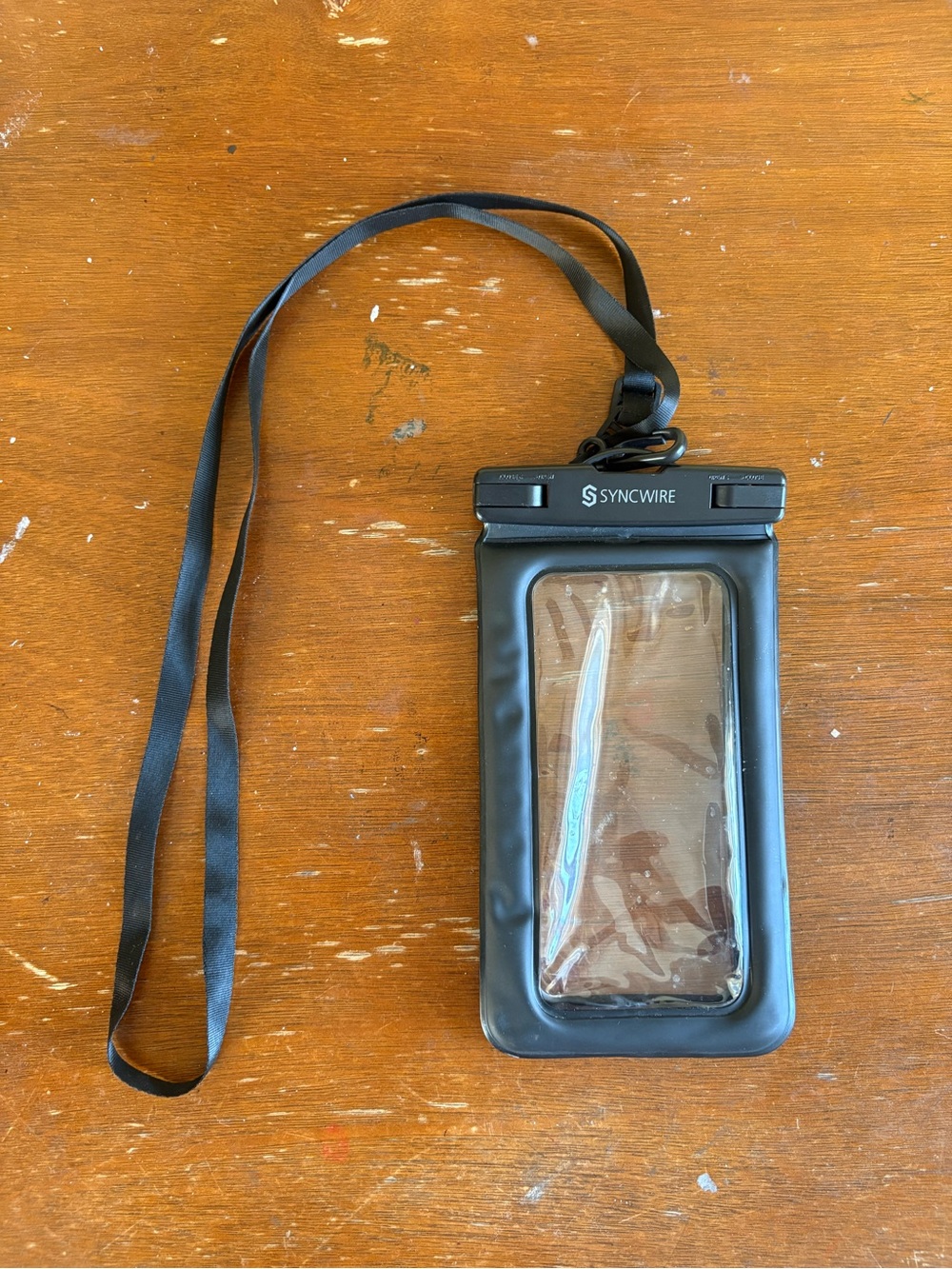 Black Waterproof Phone Pouch with Lanyard